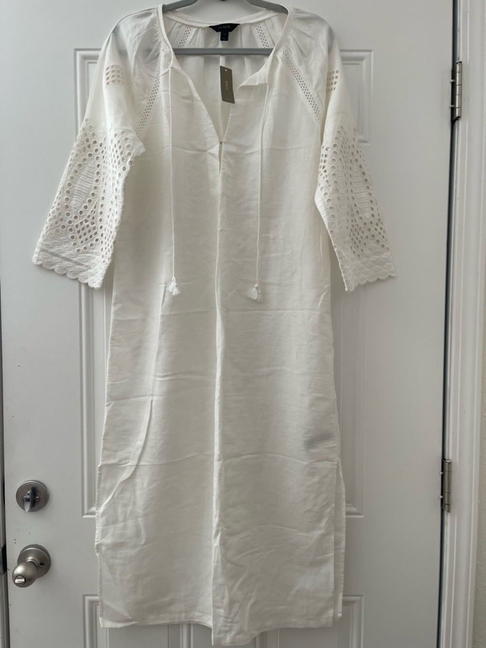NWT J.Crew Eyelet Caftan Dress Cover-up White Medium